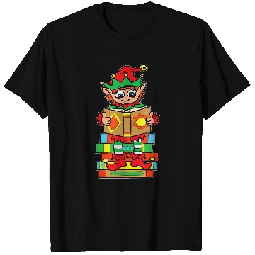 Discover Elf Reading Book Lover Christmas Pajama Bookworms Reader T-Shirts
