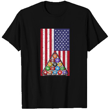 Discover 8 Ball American Flag Billard Player T-Shirts