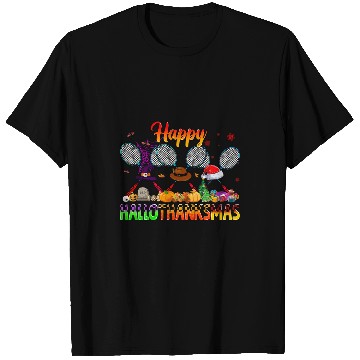 Discover Happy Hallothanksmas Badminton Witch Hat Christmas T-Shirts