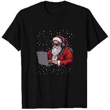 Discover Santa In Front of Laptop Programmer Web Developer Christmas T-Shirts