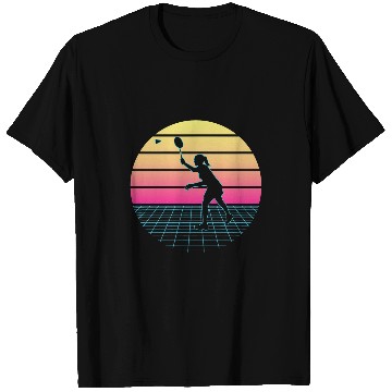 Discover Badminton Retrowave Synthwave Design For A Badminton Player T-Shirts