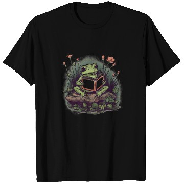 Discover Aesthetic Cottagecore Frog reading book T-Shirts
