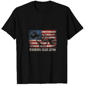 Discover US Flag Worker Labor Day American Working Class Hero T-Shirts