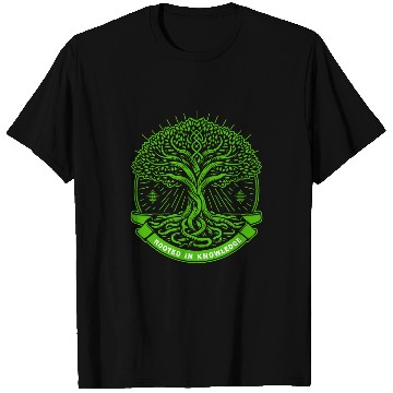 Discover Rooted in Knowledge Teacher Tree T-Shirts