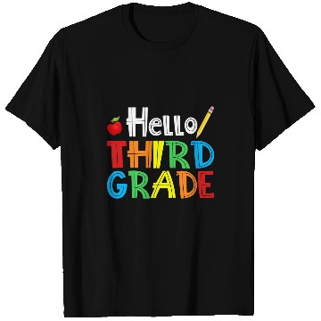 Discover Hello Third Grade apple pencil Cute 3rd Grade Back To School T-Shirts
