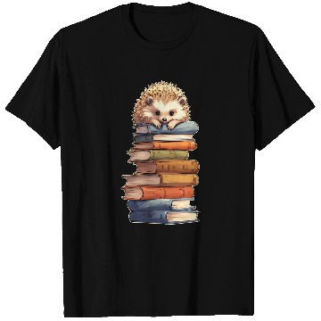 Discover Hedgehog Books Stack of Books Reading Books T-Shirts