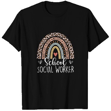 Discover School Social Worker SSW Rainbow Leopard Print Social Work T-Shirts