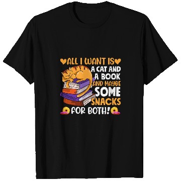 Discover Cat Book Snacks Lover Bookworm Cozy Reading Nerdy Kitten T-Shirts