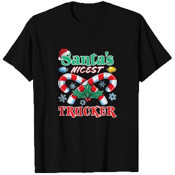 Discover Santas Nicest Trucker Christmas Naughty Or Nice List T-Shirts