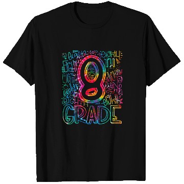Discover Tie Dye 8th Grade Back To School Teacher Student Typography T-Shirts