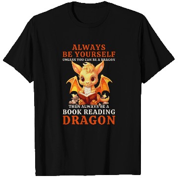 Discover Always Be Yourself For Nerds Book Reading Yellow Dragon T-Shirts