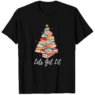 Discover Lets Get Lit Books Tree Lover Christmas xmass Bookish T-Shirts