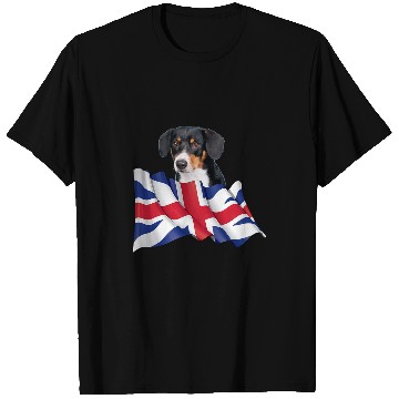 Discover Union Jack Flag Dog Entlebucher Sennenhund T-Shirts