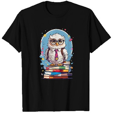 Discover Owl Teacher standing on books 2 T-Shirts