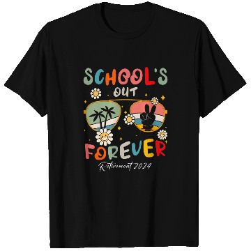 Discover Schools Out Forever Cute Groovy Retired Teacher Admin Squad T-Shirts