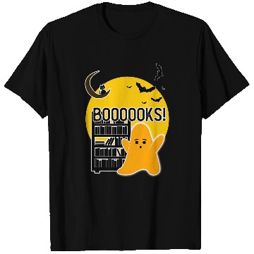 Discover Booooks Cute Boo ghosts Book Reader Halloween Cat and Bat T-Shirts