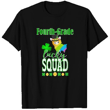 Discover St Patricks Fourth Grade Teacher Student Cute Llama Squad T-Shirts