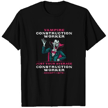 Discover Vampire Construction Worker Halloween Foreman Scary Mason 1 T-Shirts