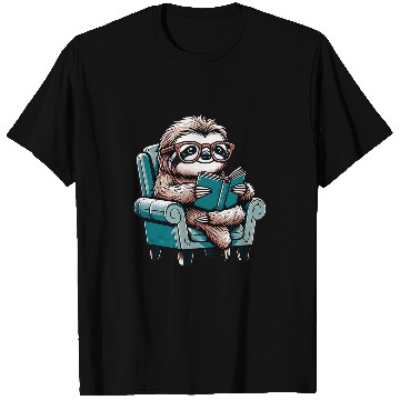 Discover Funny and Cute Sloth Reading a Book T-Shirts