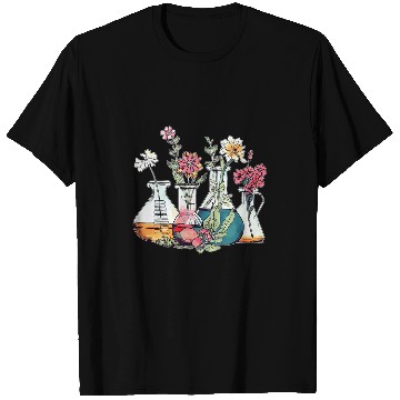 Discover Floral Beakers Laboratory Chemistry Lab Scientist Lab Tech T-Shirts