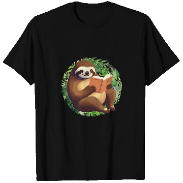 Discover Sloth Reading Book Slow Reader School Teacher Cute Animal T-Shirts
