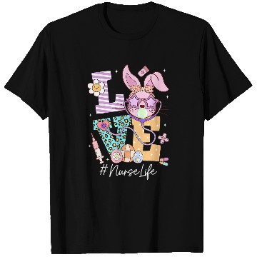 Discover Love nurses Easter Bunny Eggs Stethoscope Cute Scrub Women T-Shirts