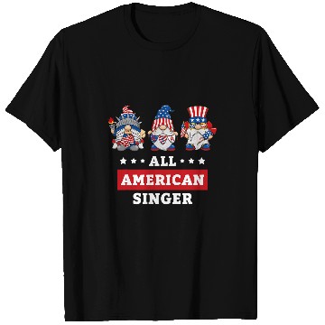 Discover Singer Gnomes July 4th American Flag USA T-Shirts