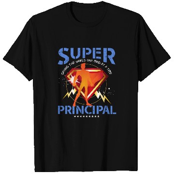 Discover Mens Super Principal Gift Educational Superheros Blue T-Shirts
