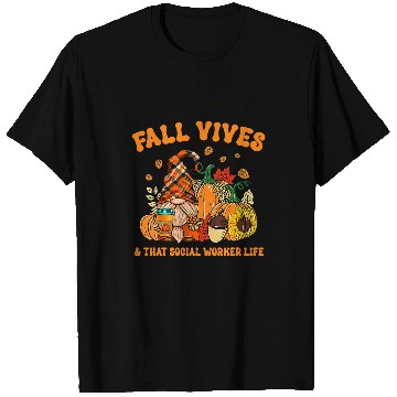 Discover Fall Vibes That Social Worker Life Gnome Autumn Fall Leaves T-Shirts