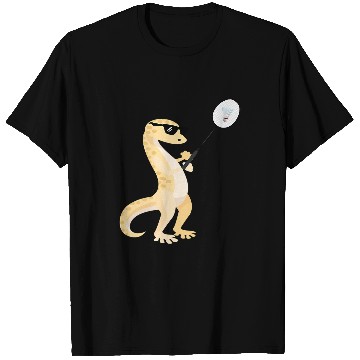 Discover Funny Gecko Wearing Sunglasses Playing Badminton Lizard T-Shirts