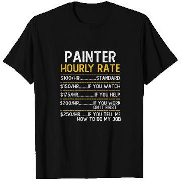 Discover Painter Hourly Rate Price Chart Labor Funny Handyman T-Shirts