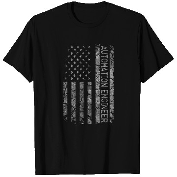 Discover Funny Job Title Worker American Flag Automation Engineer T-Shirts