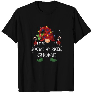 Discover social worker gnome buffalo plaids christmas tree light T-Shirts