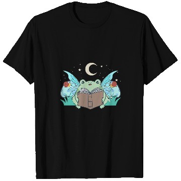 Discover Cottagecore Aesthetic Cute Kawaii Frog Fairy Reading Book T-Shirts
