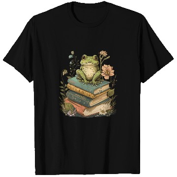 Discover Cottagecore Aesthetic Frog Reading Book Mushroom Lover 3 T-Shirts