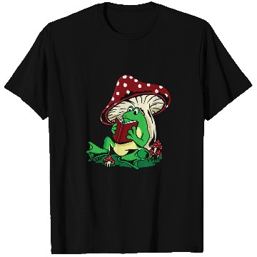 Discover Cottagecore Aesthetic Kawaii Frog Reading A Book Mushroom T-Shirts