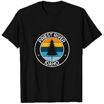 Discover Priest River Idaho ID Retro Style Tree vintages Sunset T-Shirts