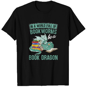 Discover Book Dragon Funny Bookworm Fantasy Animal Book Reading T-Shirts