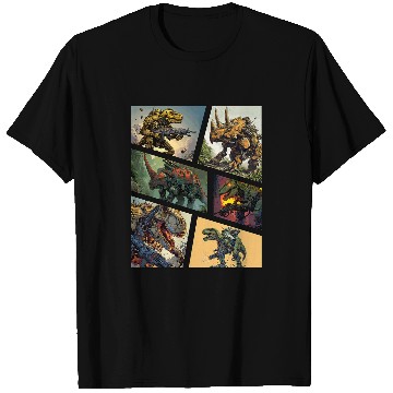Discover Cool Robot Dinosaur Comic Book Page Graphic T-Shirts
