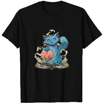 Discover Funny magic cat with magic book and magic ball T-Shirts