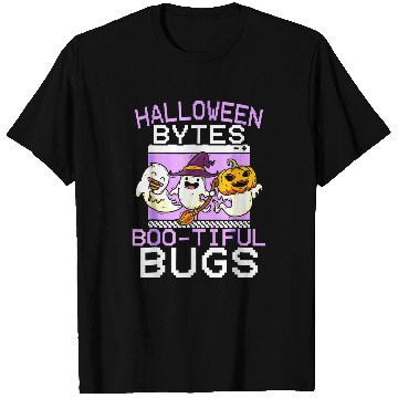 Discover Halloween Bytes Boo Tiful Bugs Programmer Halloween Women T-Shirts