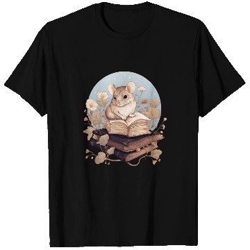 Discover Cottagecore Flowers Mouse Read A Book Lover Bookworm 3 T-Shirts