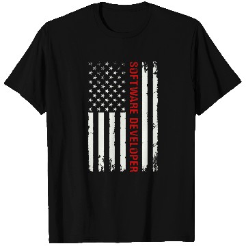 Discover Software Developer USA Flag Programming Programmer Coding T-Shirts