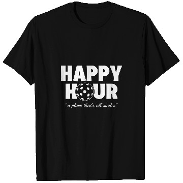 Discover Funny Pickleball Happy Hour White T-Shirts