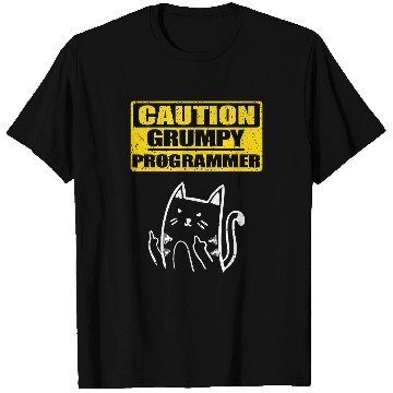 Discover Working Caution Grumpy Programmer Colleague Sarcastic Cat T-Shirts