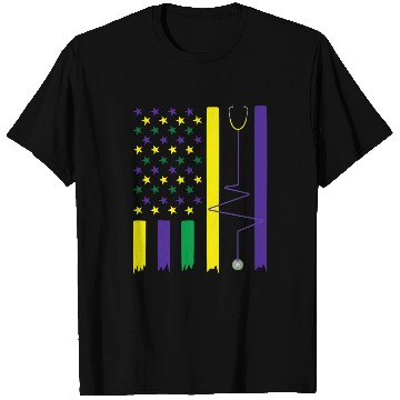 Discover Mardi Gras US Flag Stethoscope Parade nurses Nursing T-Shirts