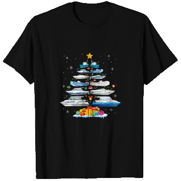 Discover Boat Christmas Tree Merry Christmas Boating Captain T-Shirts