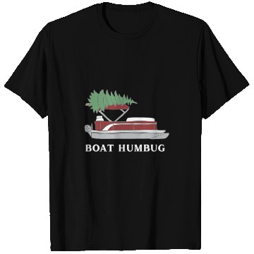 Discover Boat Humbug Pontoon Boat with Christmas Tree On Top T-Shirts