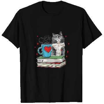 Discover Cute Cat Reading Book For Cat Lovers T-Shirts