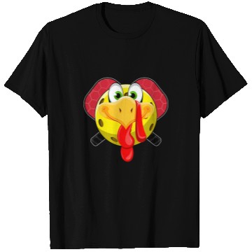 Discover Funny Turkey Face Pickleball Ball Fall Vibes Thanksgiving T-Shirts